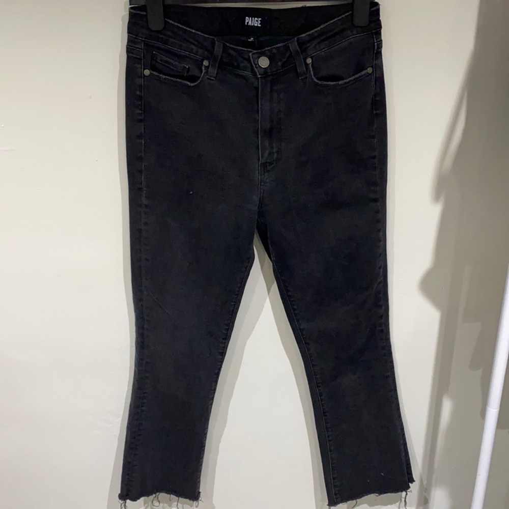 Paige Denim Black Colette Crop Flare Jeans